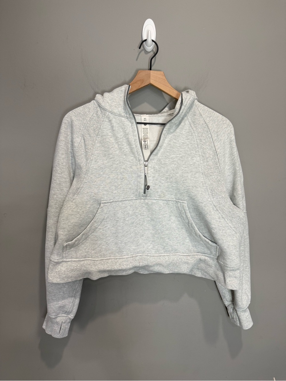 Lululemon Scuba Oversized Half Zip Hoodie M/L Heathered Core Ultra Light Grey
